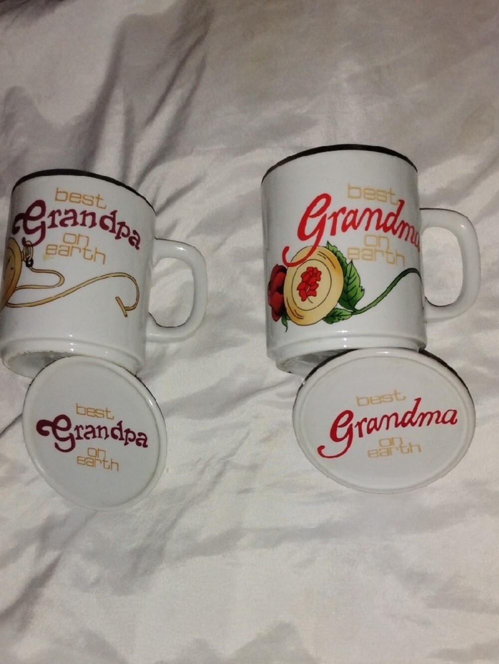 Best Grandma And Best Grandpa on Earth Ceramic Mugs With Lids Set
